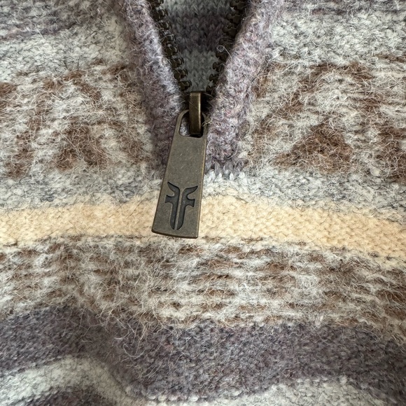 FRYE Fair Isle Striped Gray and Cream Women's Sweater - Picture 8 of 9